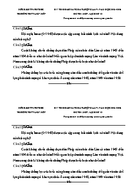 Đề khảo sát chất lượng lần 1 môn Lịch sử Lớp 12 (Tự luận) - Năm học 2015-2016 - Trường THPT Liễn Sơn (Có đáp án)